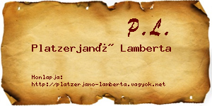Platzerjanó Lamberta névjegykártya